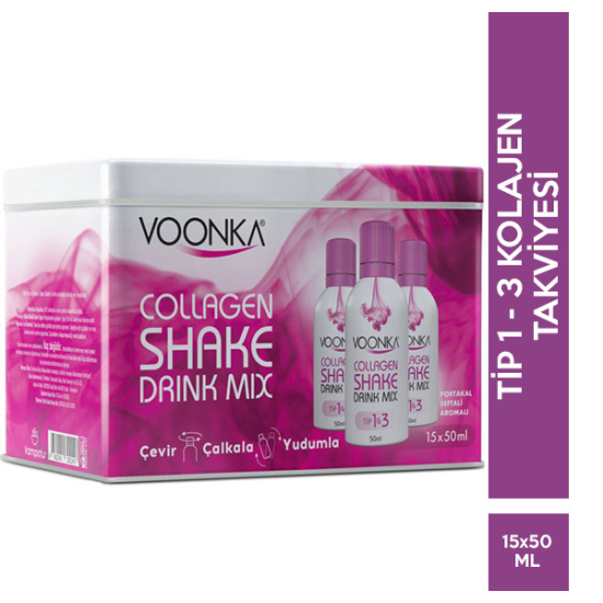 Voonka Beauty Collagen Shake Drink Mix 15x50 ML Portakal Şeftali Aromalı - 1