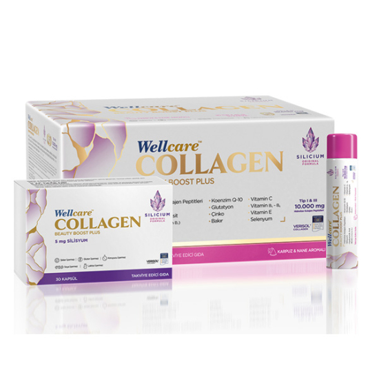Wellcare Collagen Beauty Plus 10000 mg Karpuz Nane Aromalı Likit Form 30 Tüpx40ml + 30 Kapsül - 1