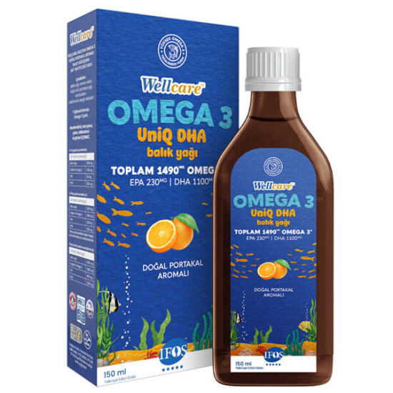 Wellcare Omega 3 Uniq Fish Oil 150 ML Portakal Aromalı - 1