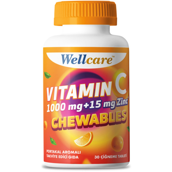 Wellcare Vitamin C ve Çinko 30 Çiğneme Tableti - 1
