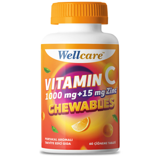 Wellcare Vitamin C ve Çinko 60 Çiğneme Tableti - 1