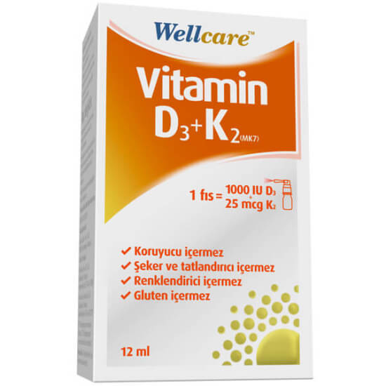 Wellcare Vitamin D3K2 Sprey 12 ml - 1