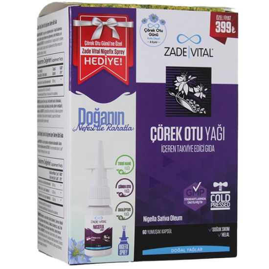 Zade Vital Çörek Otu Yagi 60 Kapsül + Nigefix Sprey 10 ml - 1