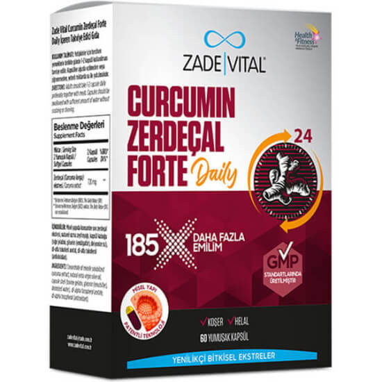 Zade Vital Curcumin Zerdeçal Forte Daily 60 Yumuşak Kapsül - 1