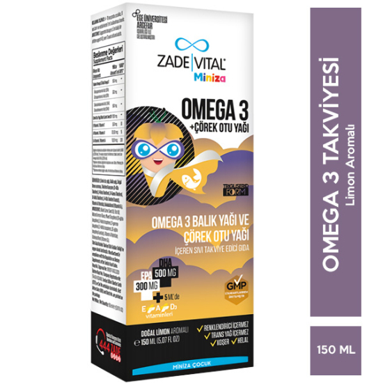 Zade Vital Miniza Omega 3 Çörek Otu Yağı 150 ML - 1
