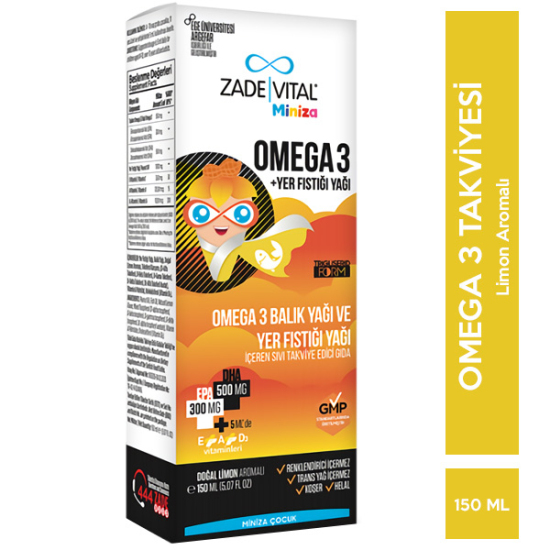 Zade Vital Miniza Omega 3 ve Yer Fıstığı Yağı 150 ml - 1